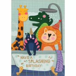 Animals Splashing Paper Cut Art Birthday Card>Alljoy Design Fashion