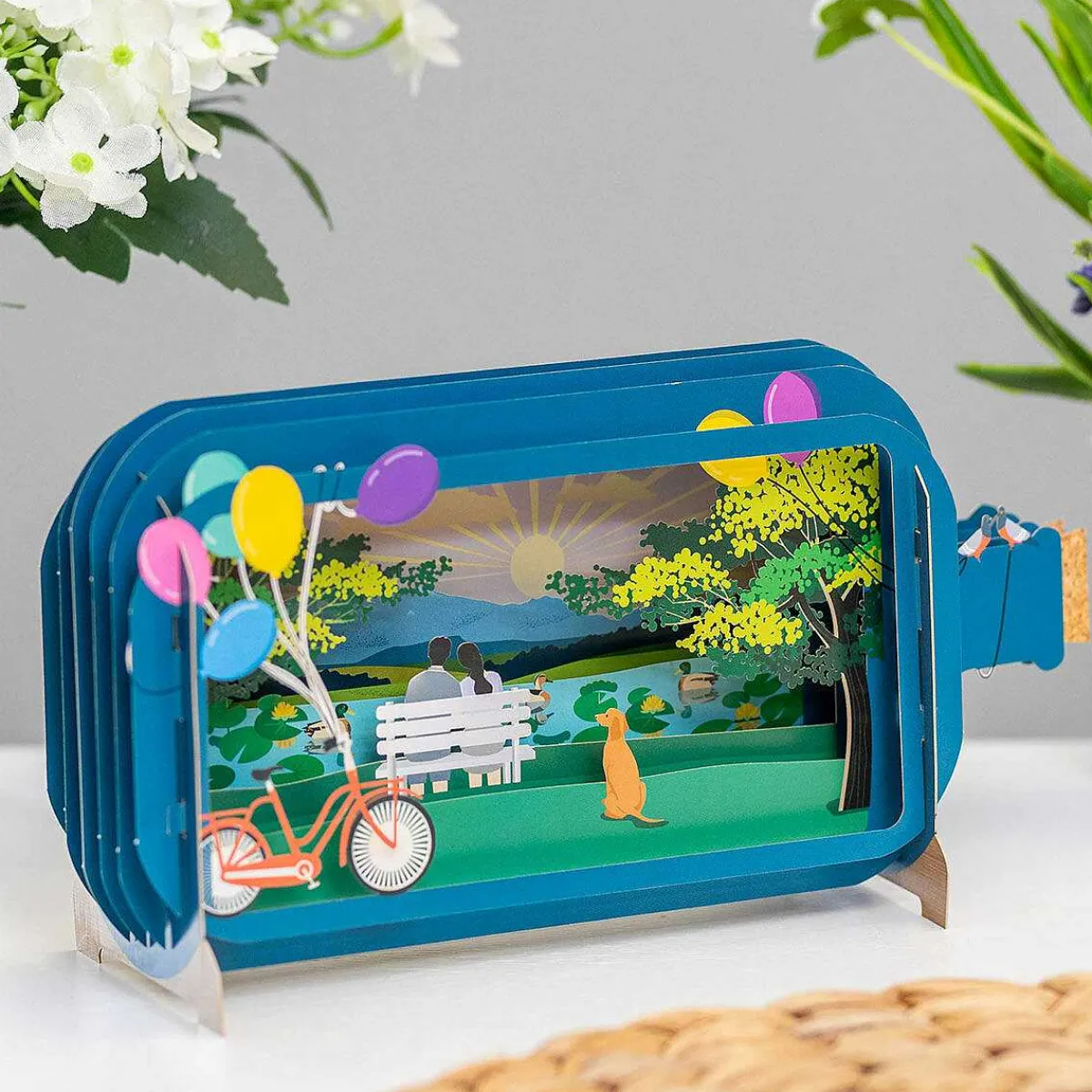 Couple Beside A Lake Message In A Bottle Card>Alljoy Design Shop