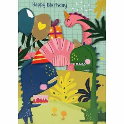 Dinosaurs Paper Cut Art Birthday Card>Alljoy Design Flash Sale