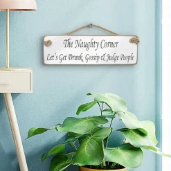 'The Naughty Corner' White Wooden Sign>Austin Sloan Discount