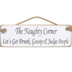 'The Naughty Corner' White Wooden Sign>Austin Sloan Discount