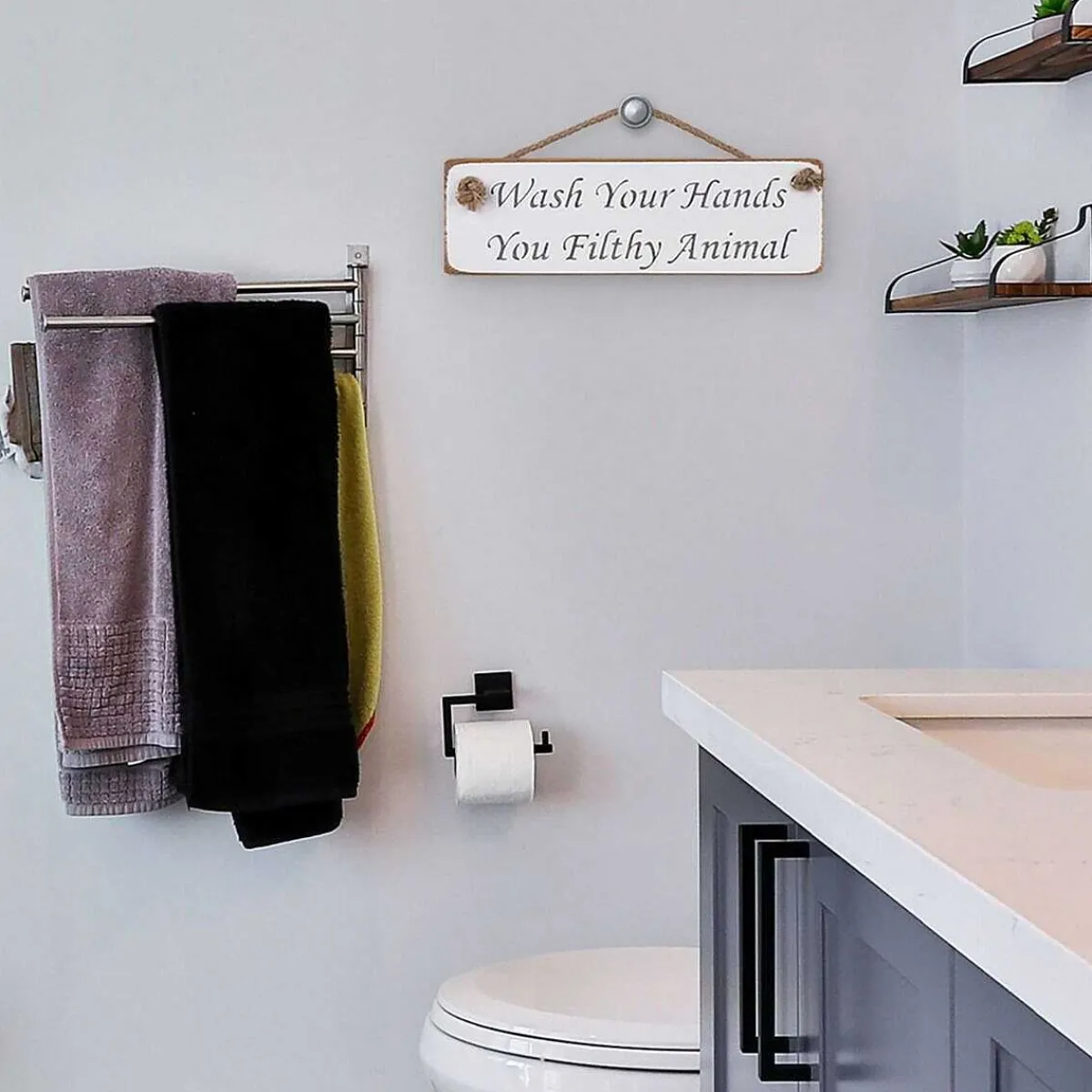 'Wash Your Hands' White Wooden Sign>Austin Sloan Clearance