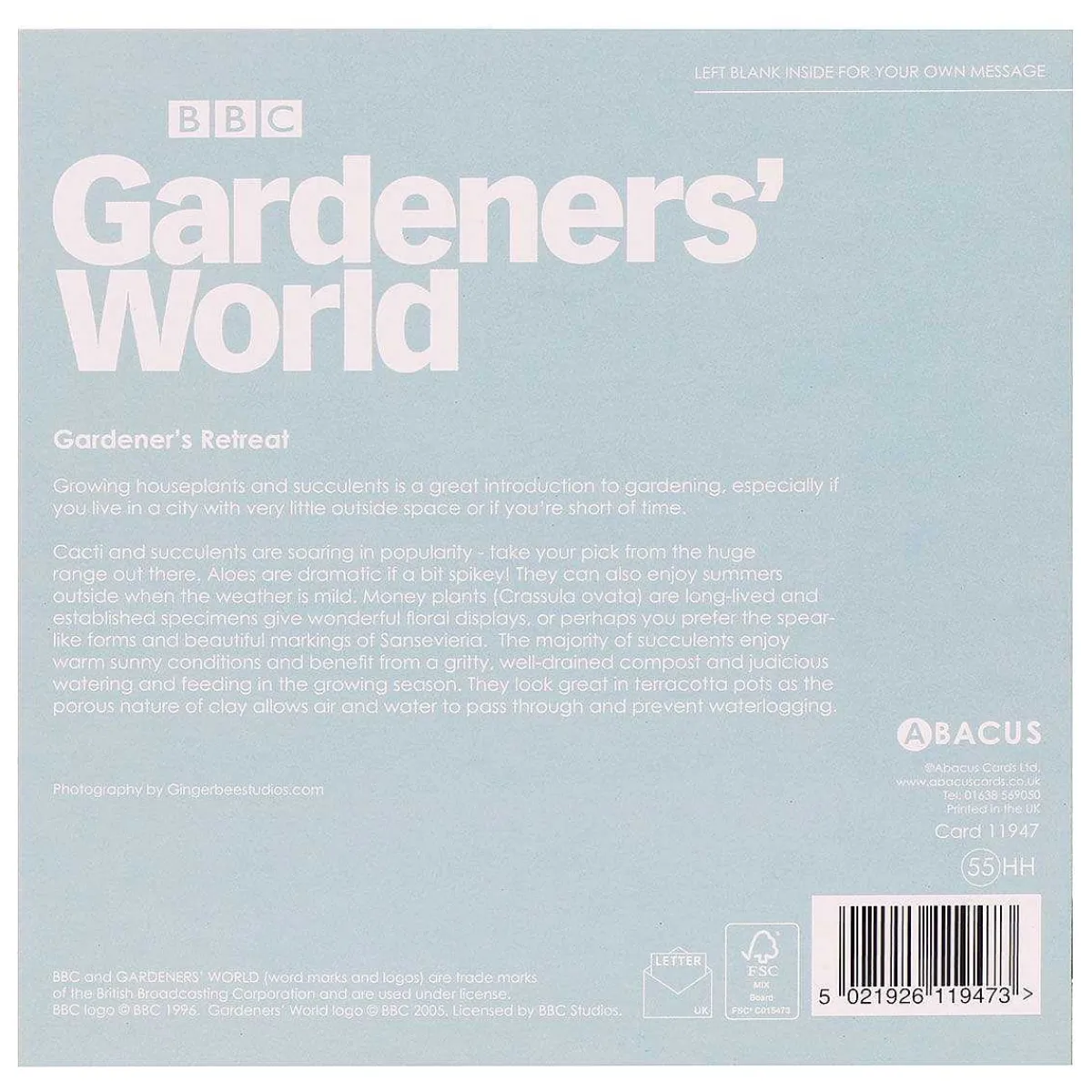 Gardeners' World - Gardener's Retreat Greetings Card>BBC Sale