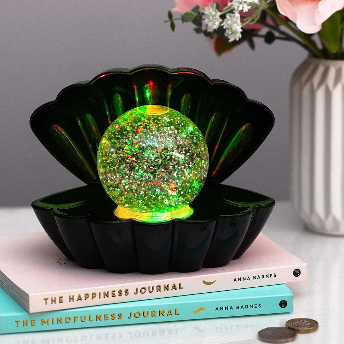 Black Glitter Pearl Seashell Colour Changing Mood Light>Temptation Gifts Store