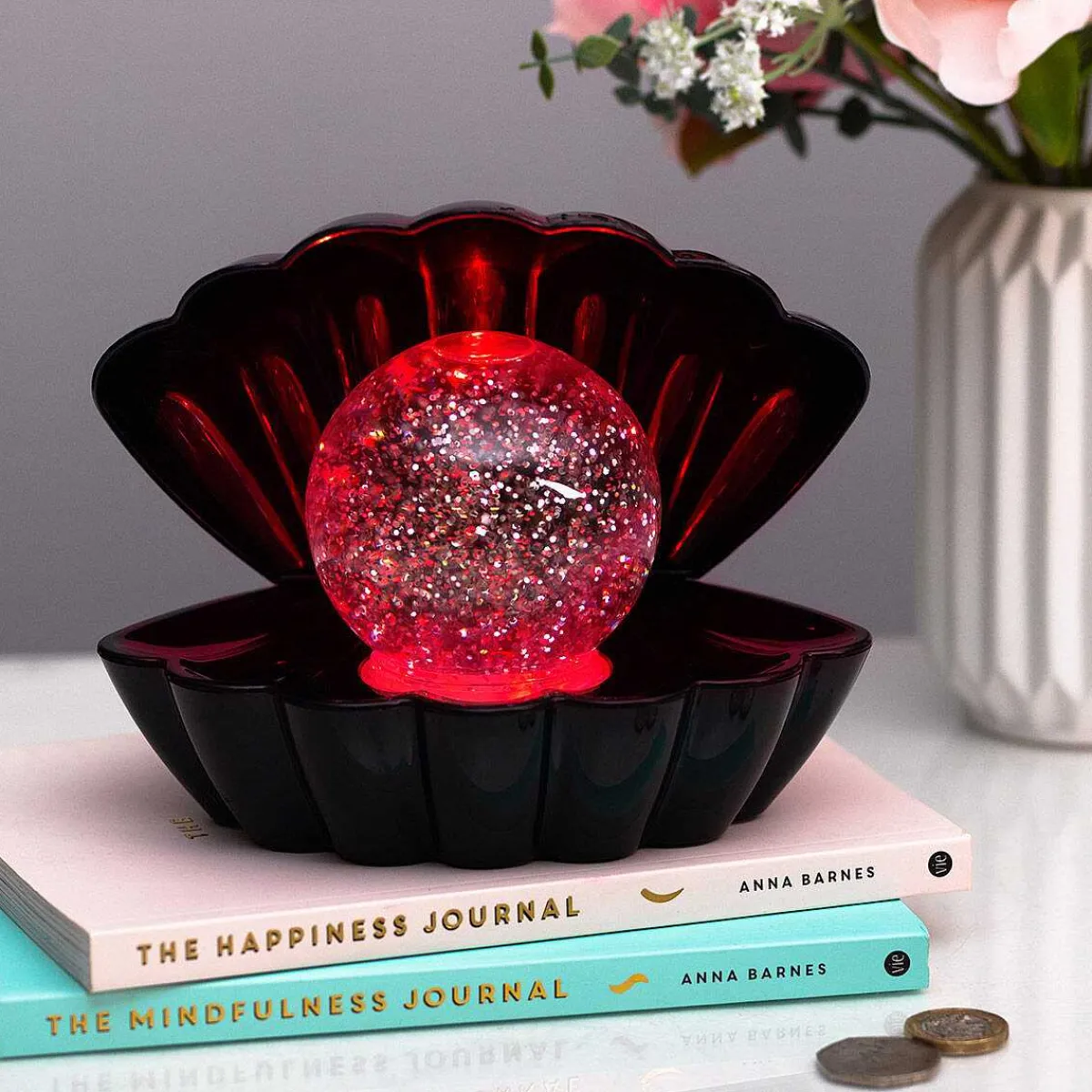 Black Glitter Pearl Seashell Colour Changing Mood Light>Temptation Gifts Store