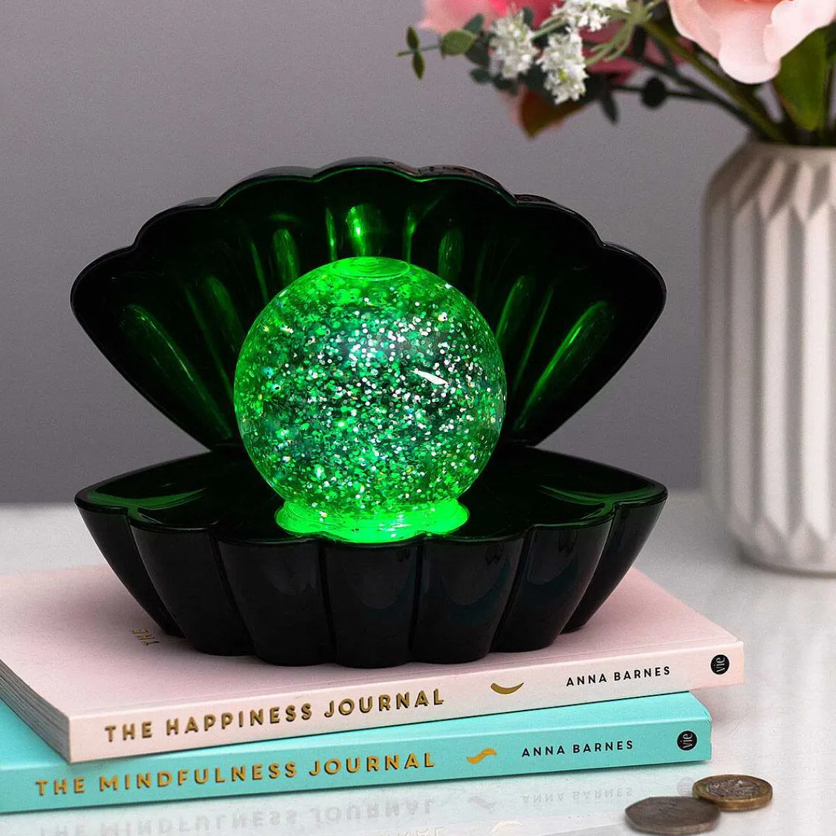 Black Glitter Pearl Seashell Colour Changing Mood Light>Temptation Gifts Store
