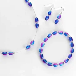 Blue/Pink Peardrops Necklace><noscript><img width=