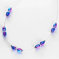 Blue/Pink Peardrops Necklace><noscript><img width=