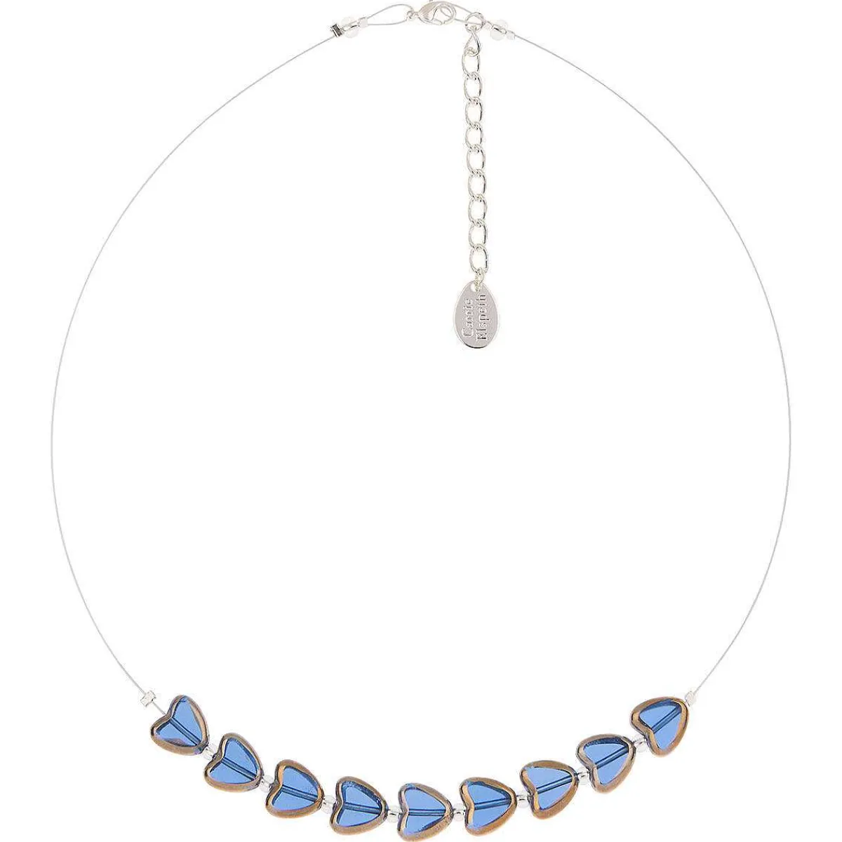 Blue Gold Edged Hearts Necklace>Carrie Elspeth Online