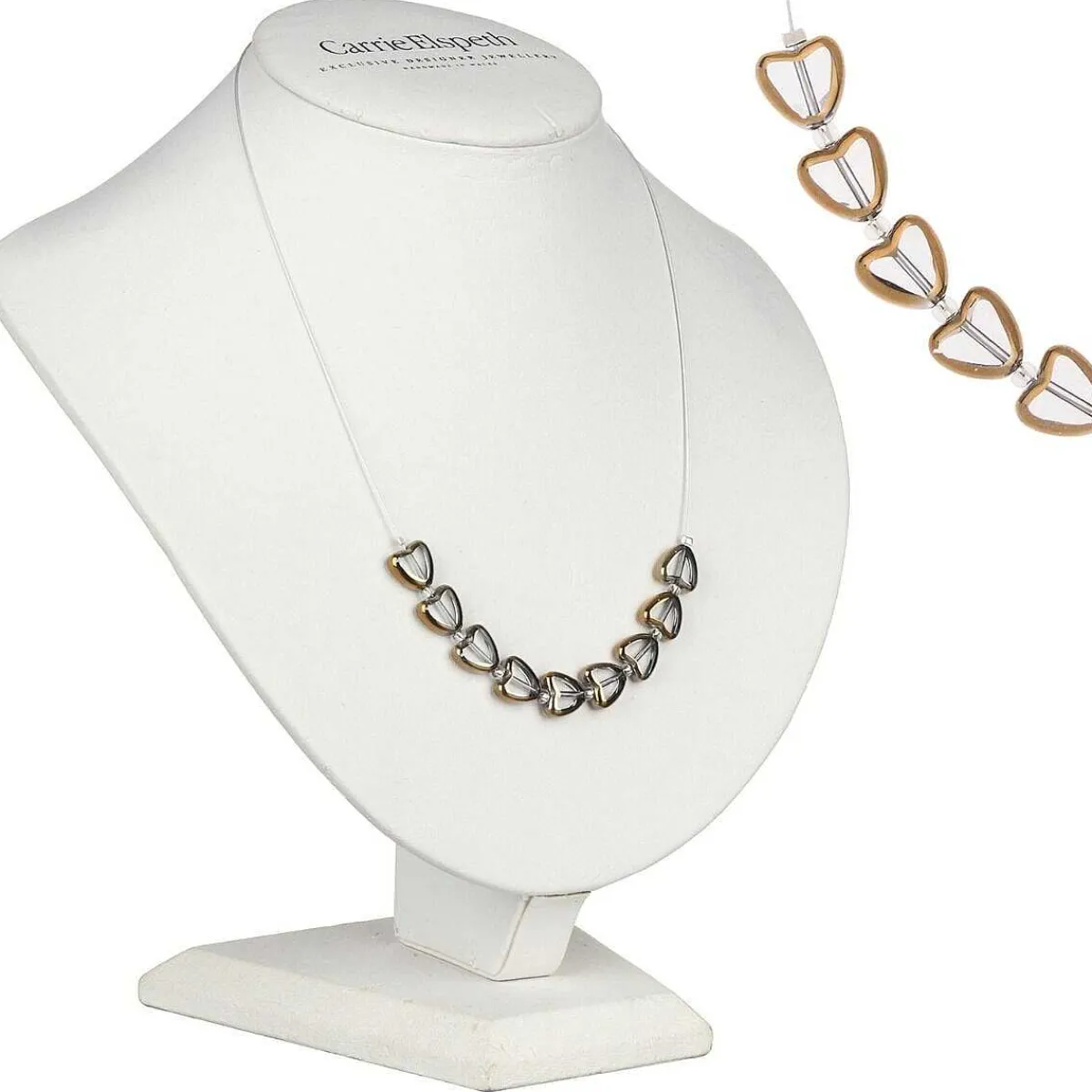 Clear Gold Edged Hearts Necklace>Carrie Elspeth Clearance