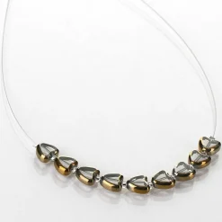 Clear Gold Edged Hearts Necklace><noscript><img width=