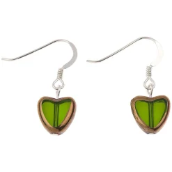 Green Gold Edged Hearts Earrings>Carrie Elspeth Best Sale