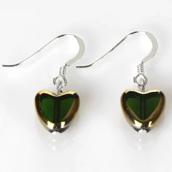 Green Gold Edged Hearts Earrings>Carrie Elspeth Best Sale
