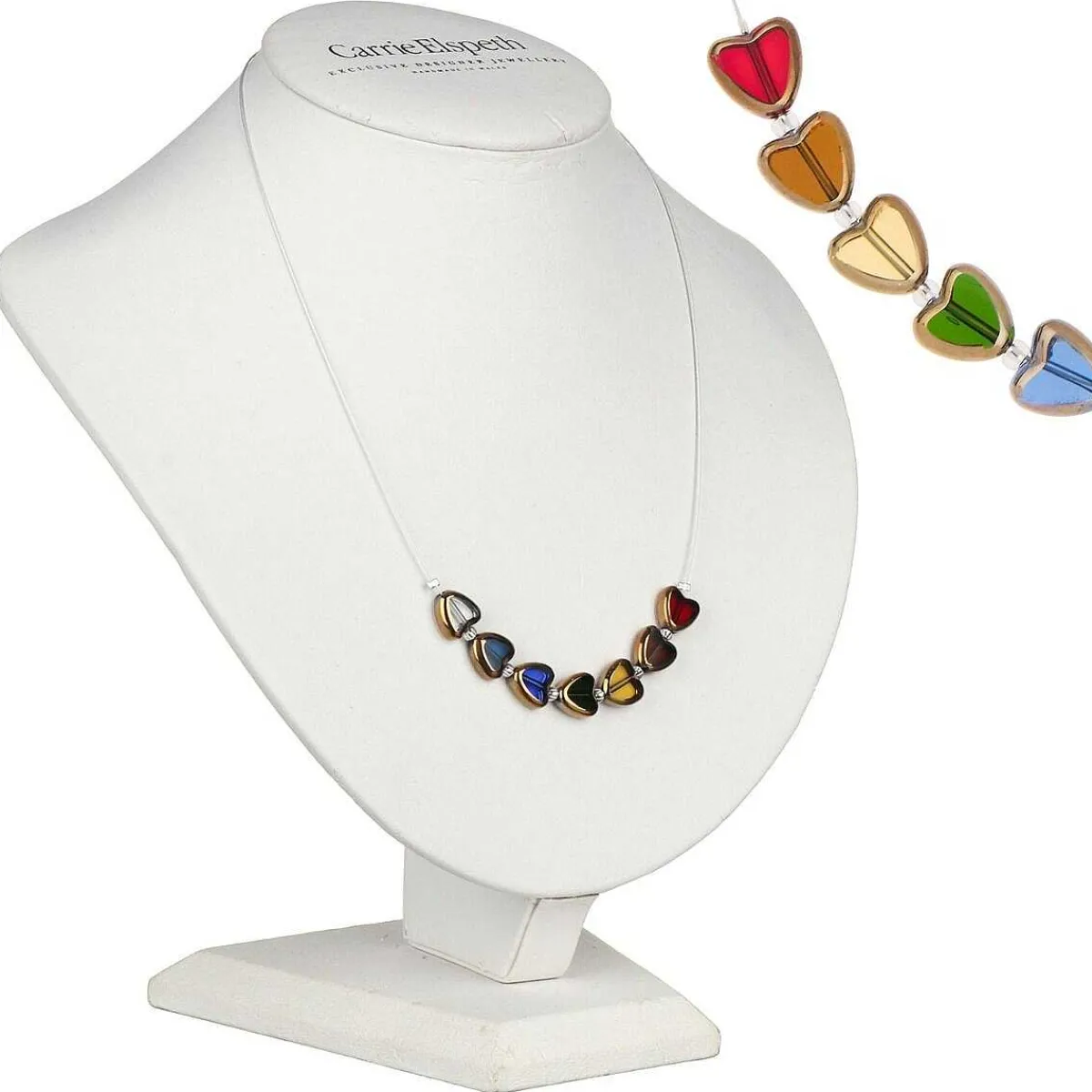 Multi Gold Edged Hearts Necklace>Carrie Elspeth Fashion