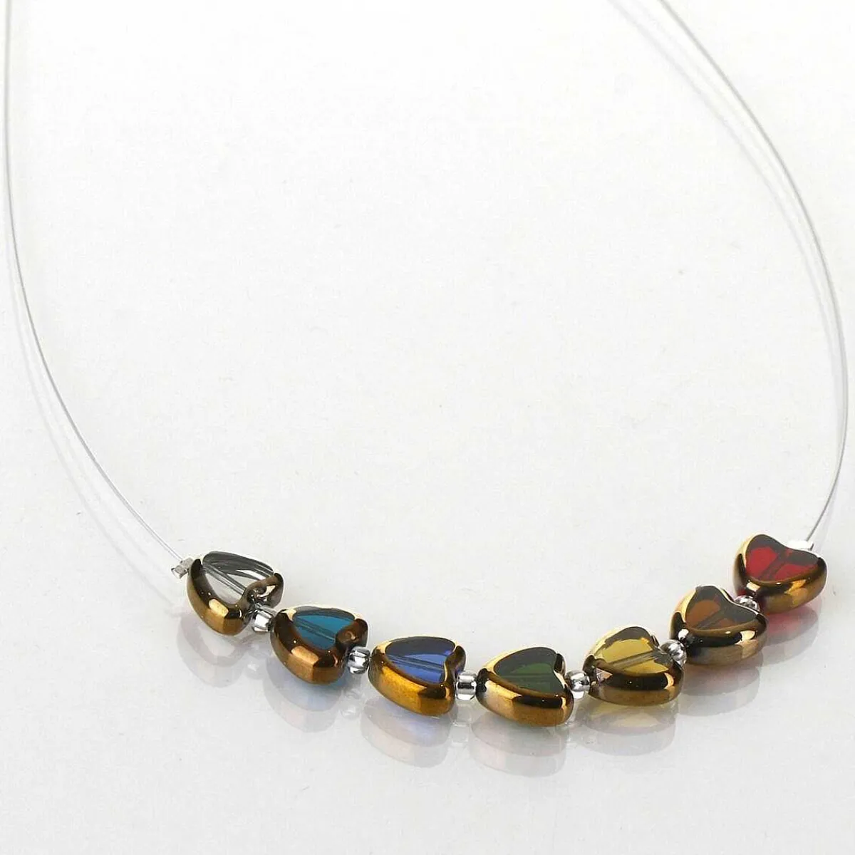 Multi Gold Edged Hearts Necklace>Carrie Elspeth Fashion