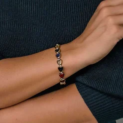 Multi Gold Edged Hearts Bracelet><noscript><img width=