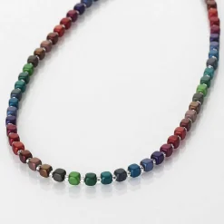Rainbow Satin Cubes Full Necklace><noscript><img width=