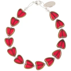 Red Gold Edged Hearts Bracelet>Carrie Elspeth Flash Sale
