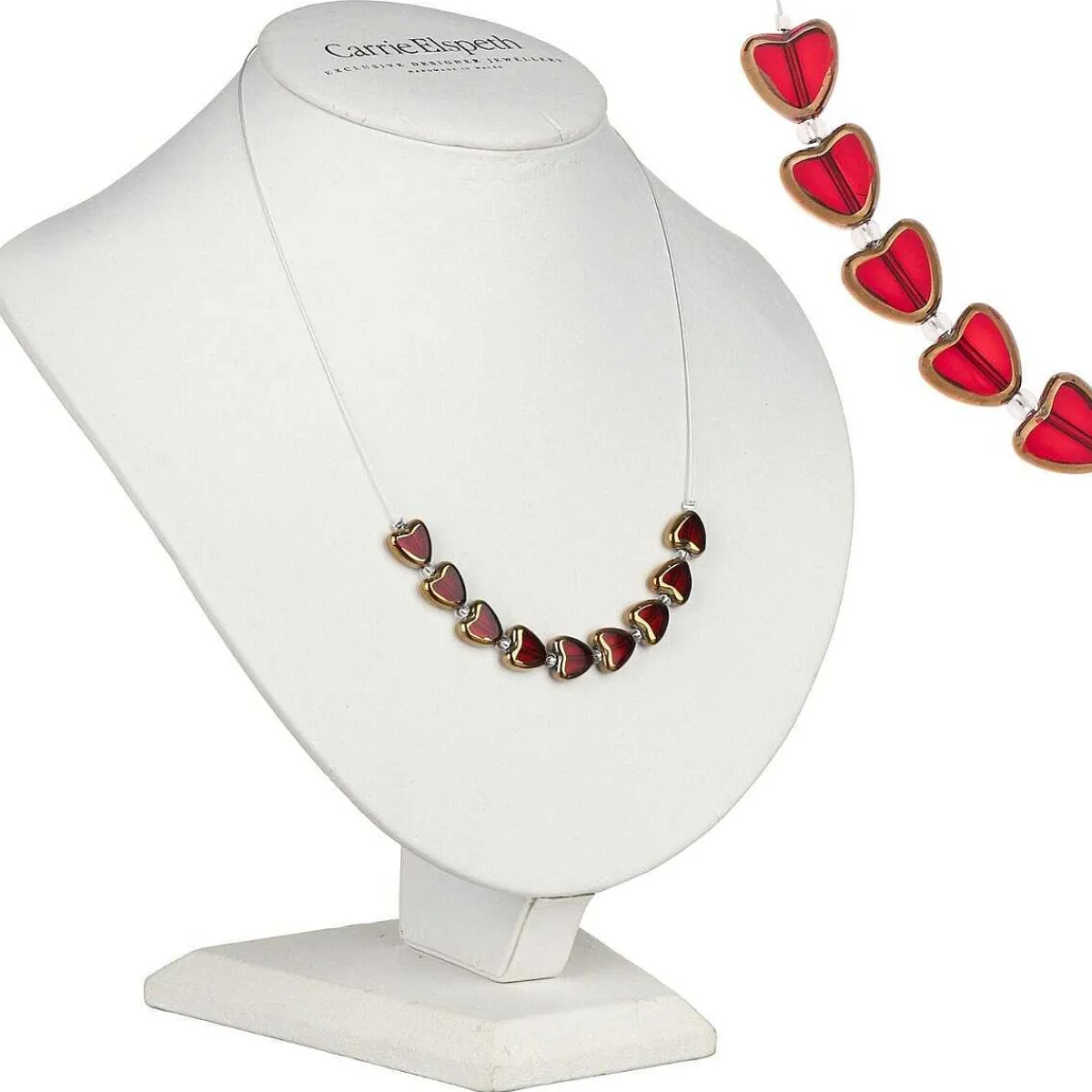 Red Gold Edged Hearts Necklace>Carrie Elspeth Cheap