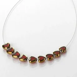 Red Gold Edged Hearts Necklace><noscript><img width=