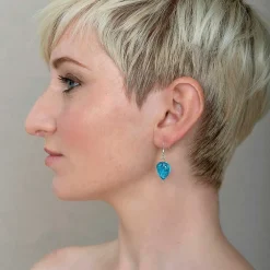 Silver Lined Turquoise Heart Earrings>Carrie Elspeth Cheap
