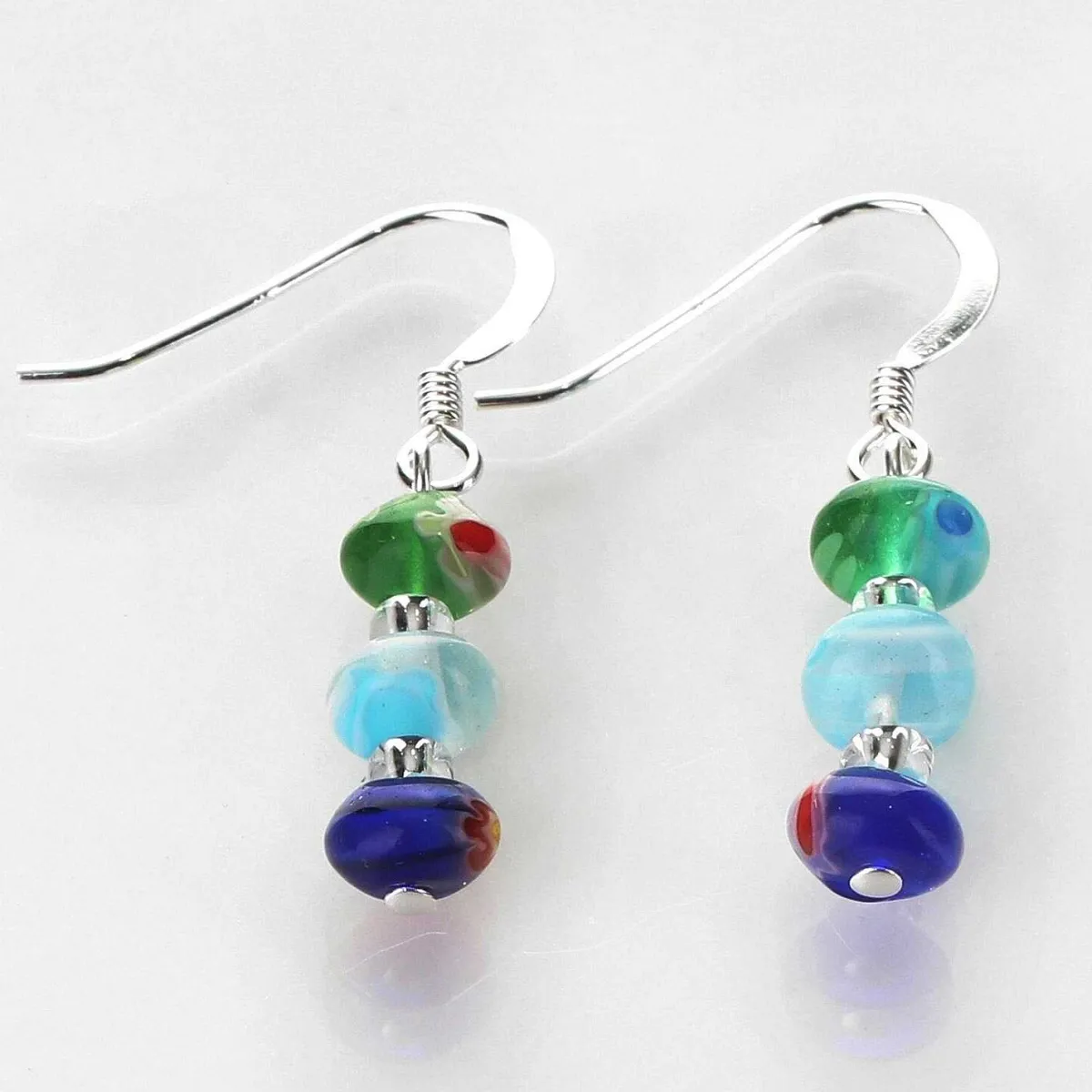 Spring Blues Millefiori Earrings>Carrie Elspeth Hot