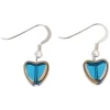 Teal Gold Edged Hearts Earrings>Carrie Elspeth Store