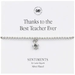 'Thanks To The Best Teacher Ever' Sentiment Bracelet>Carrie Elspeth Shop
