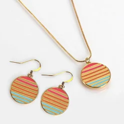 Warm Enamel Sunset Pendant Necklace><noscript><img width=