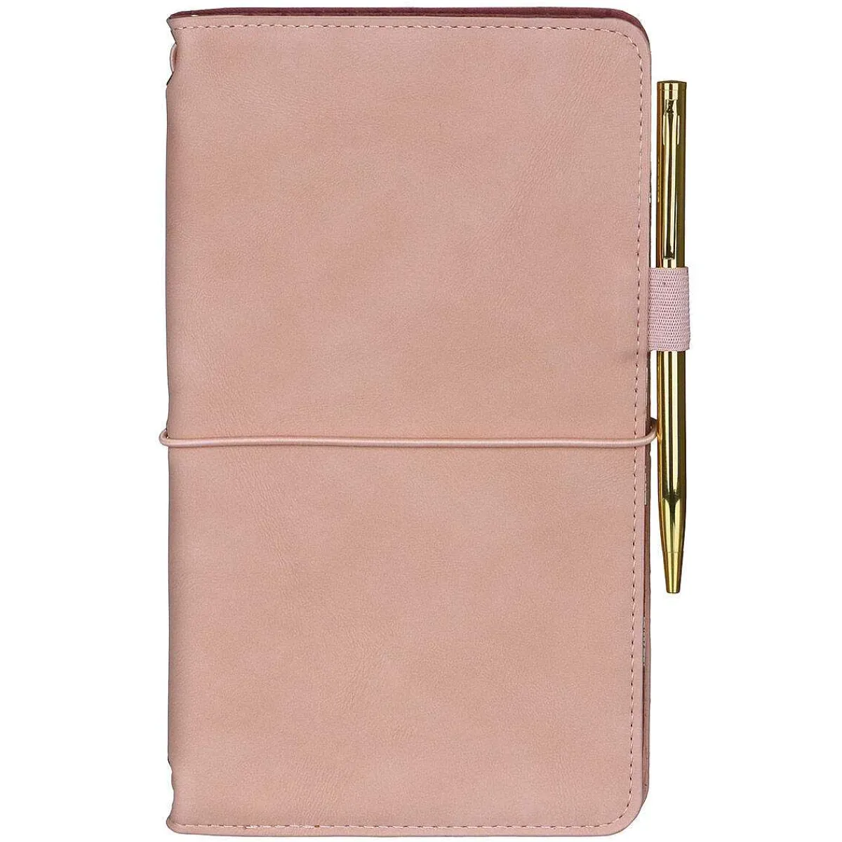 Blush Pink Vegan Leather Folio Wallet With Pen>Designworks Ink Discount