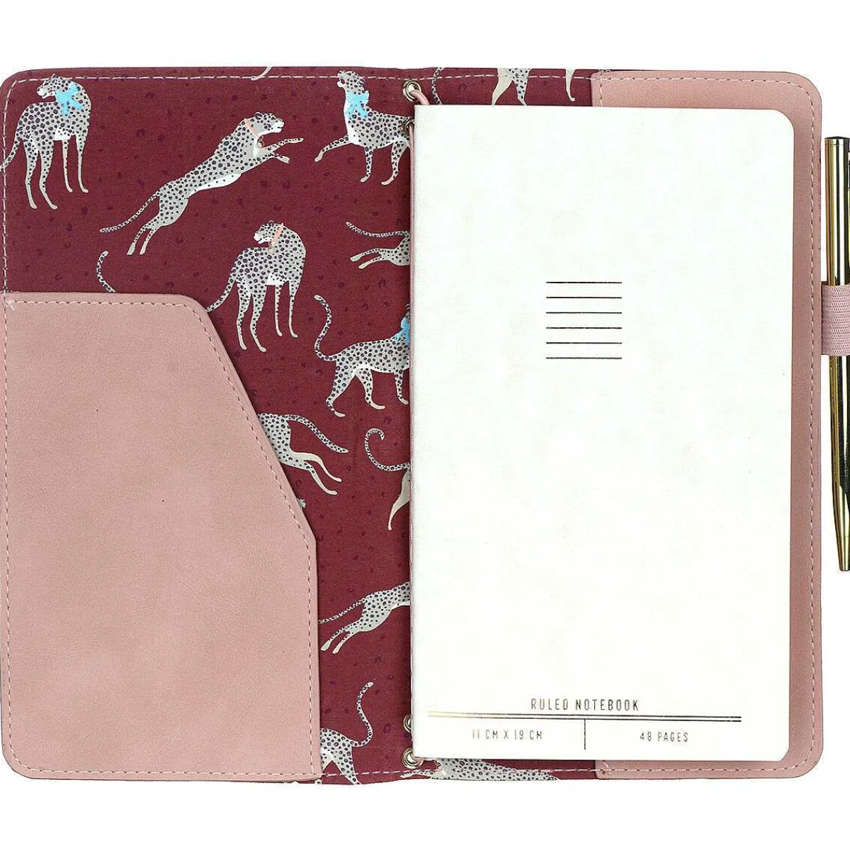 Blush Pink Vegan Leather Folio Wallet With Pen>Designworks Ink Discount