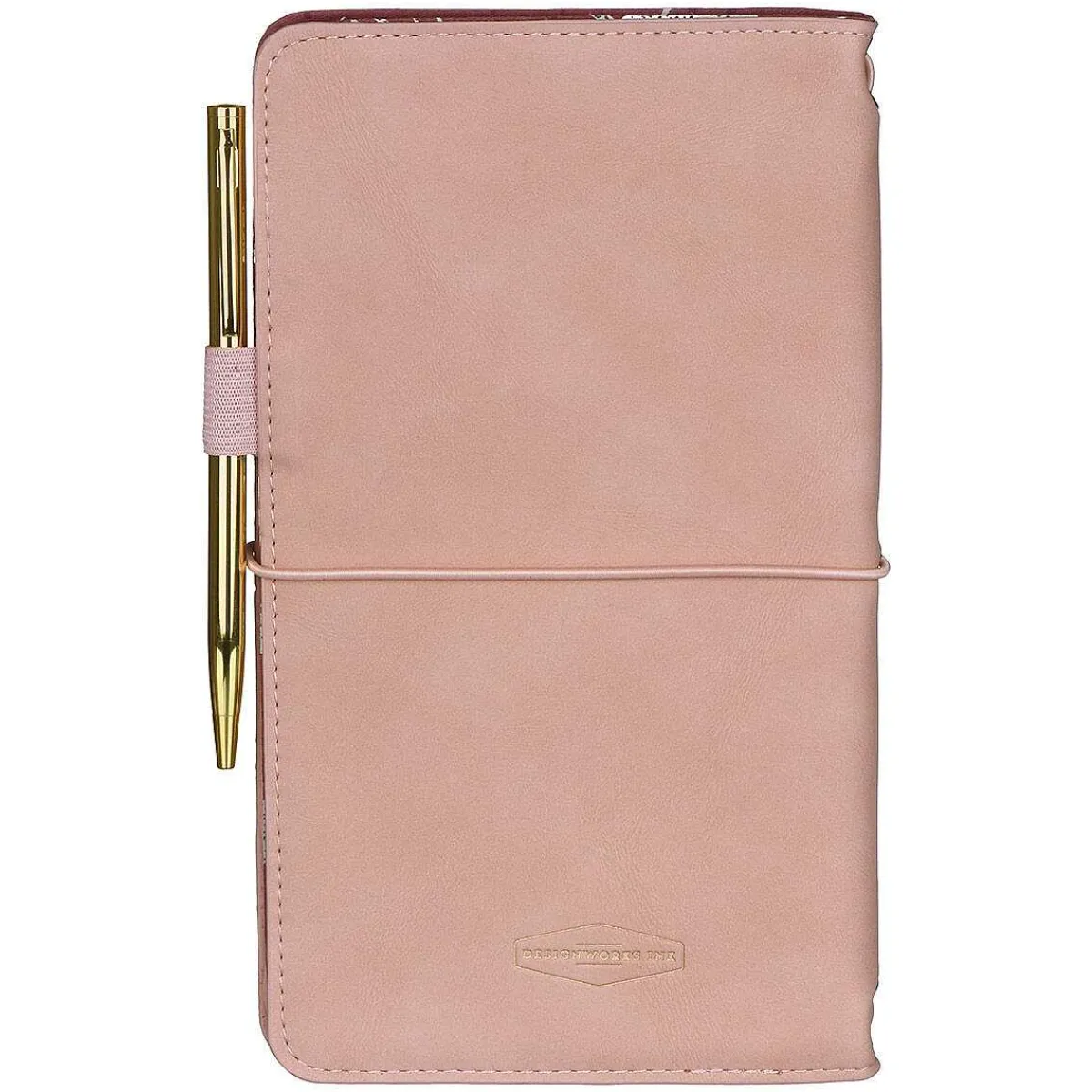 Blush Pink Vegan Leather Folio Wallet With Pen>Designworks Ink Discount