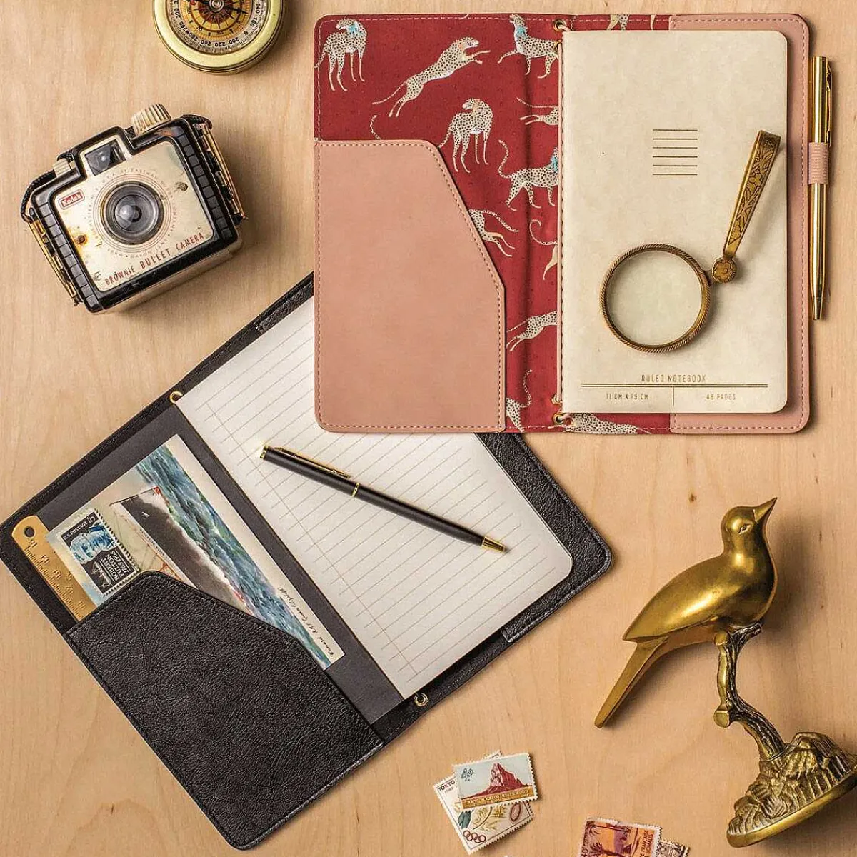 Blush Pink Vegan Leather Folio Wallet With Pen>Designworks Ink Discount