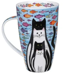 Aqua Cats Henley Shaped Mug>Dunoon Cheap
