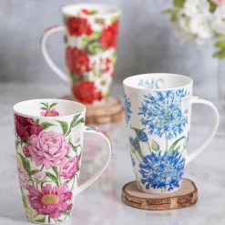 Peonies Henley Shape Mug>Dunoon Clearance