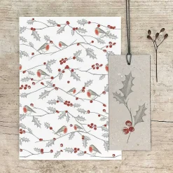 Bird And Berry Robin All Over Greetings Card>East of India Shop