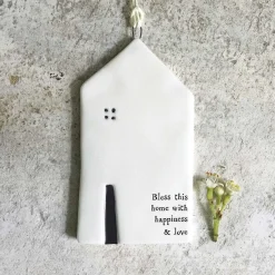 'Bless This Home' Medium House Hanger Porcelain Sign>East of India Best