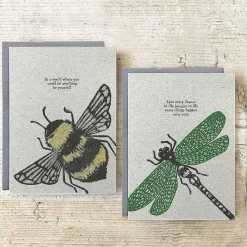 Block Print 'Take Every Chance' Dragonfly Greetings Card><noscript><img width=