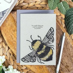 Block Print 'Be Yourself ' Bee Greetings Card><noscript><img width=