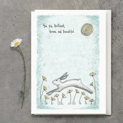 'Brilliant, Brave & Beautiful' Hare Card>East of India Sale