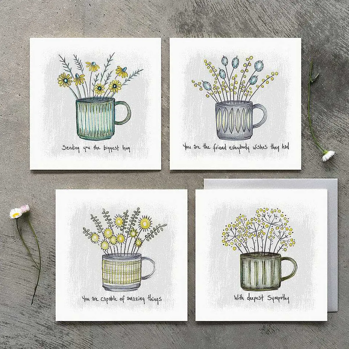 'Capable Of Amazing Things' Flowers In A Mug Card>East of India Discount