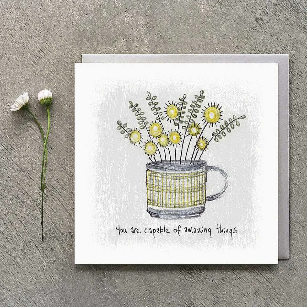 'Capable Of Amazing Things' Flowers In A Mug Card>East of India Discount