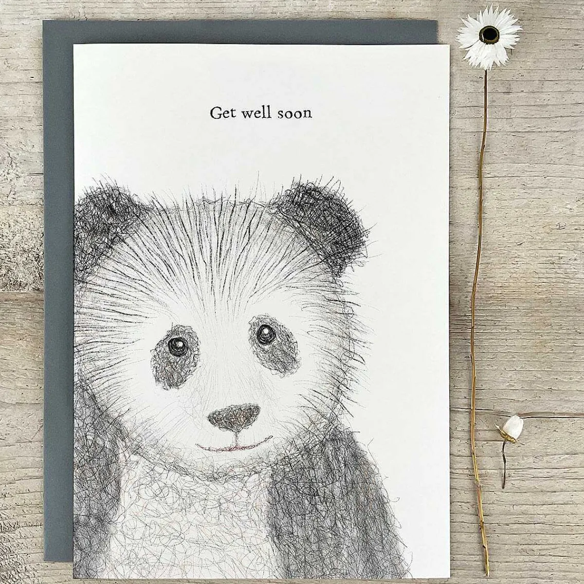 'Get Well Soon' Panda Extra Large Greetings Card>East of India Clearance