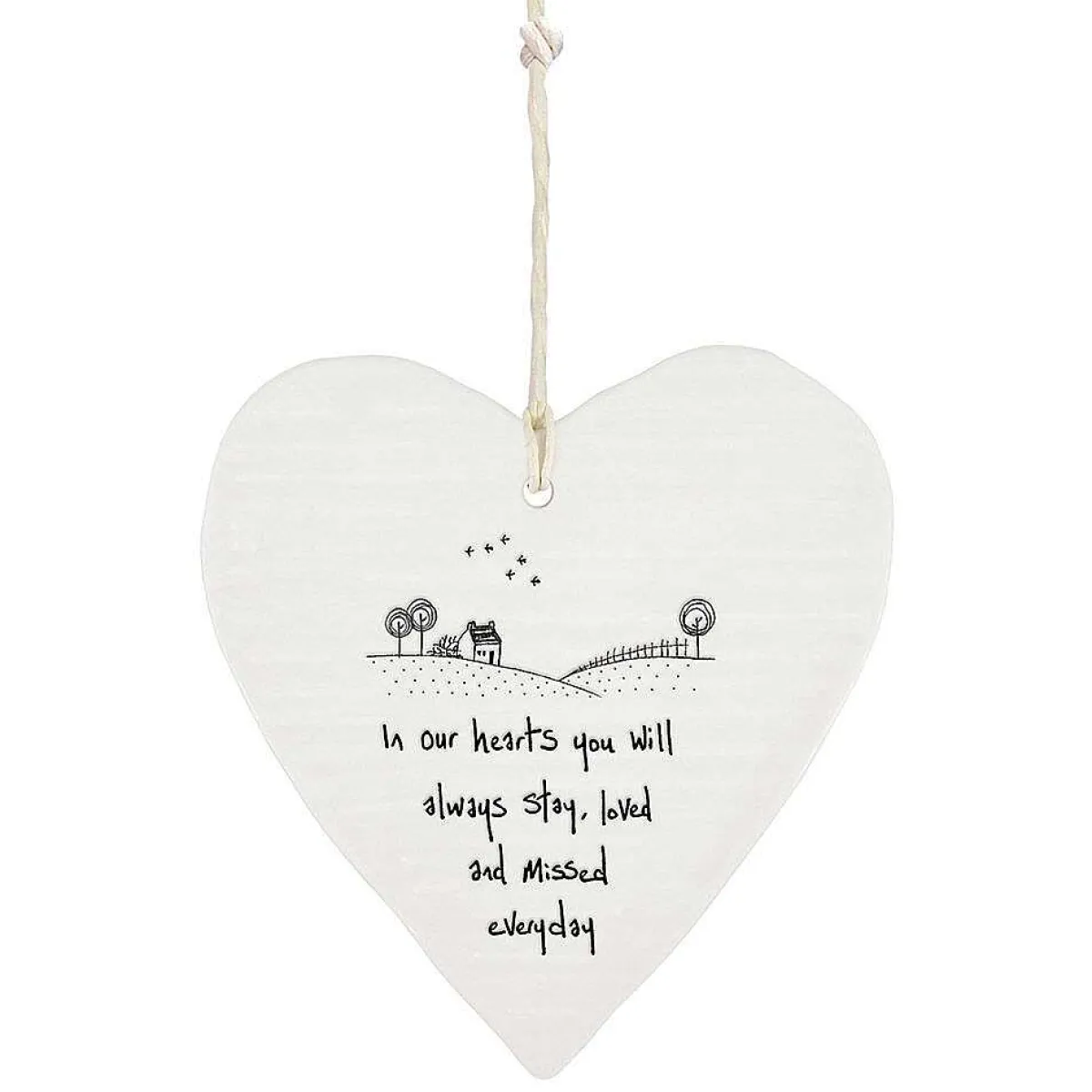 'In Our Hearts' Round Wobbly Porcelain Heart>East of India Store