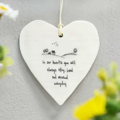 'In Our Hearts' Round Wobbly Porcelain Heart>East of India Store