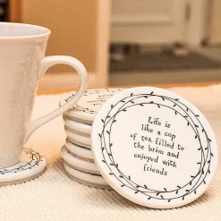 Life Takes You Porcelain Leaf Coaster>East of India New