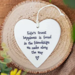 Life's Truest Happiness... Porcelain Heart>East of India Clearance