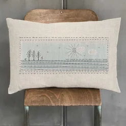 'Look Towards The Sun' Embroidered Cushion>East of India Online