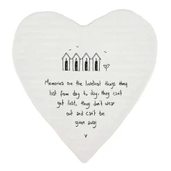 'Memories Are The Loveliest Things' Heart Shaped Coaster>East of India Sale