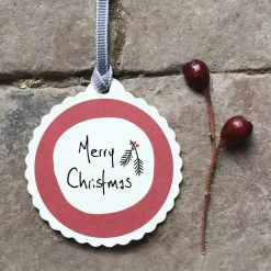 Merry Christmas Round Tag>East of India Shop